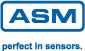 ASM logotyp i blå och vit färg