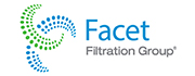 Facet Filtration Group logotyp i blå, grönt och grå färg