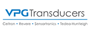 VPG Transducers logo in blue and gray color