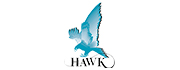 Hawk logotyp i turkos och svart färg