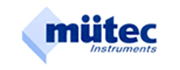 Mutec Instruments logotyp i blå och ljusblå färg