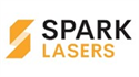 Spark Lasers logo in black and orange color